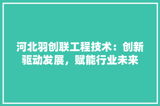 河北羽创联工程技术：创新驱动发展，赋能行业未来