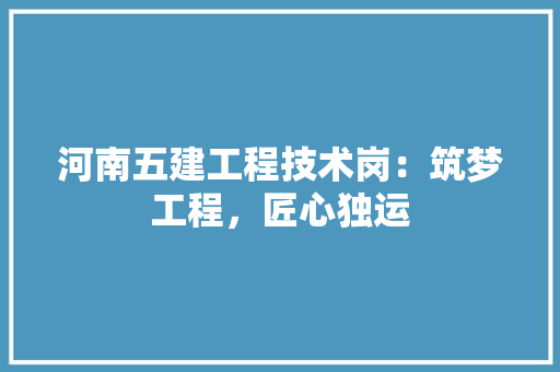 河南五建工程技术岗：筑梦工程，匠心独运