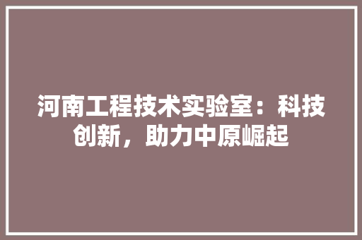 河南工程技术实验室：科技创新，助力中原崛起 室内设计