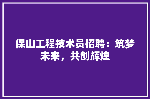 保山工程技术员招聘：筑梦未来，共创辉煌 家居装修