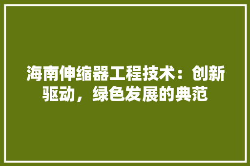 海南伸缩器工程技术：创新驱动，绿色发展的典范