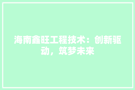海南鑫旺工程技术：创新驱动，筑梦未来 室内设计