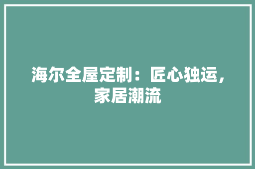 海尔全屋定制：匠心独运，家居潮流 室内设计