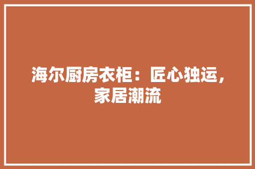 海尔厨房衣柜：匠心独运，家居潮流 室内设计