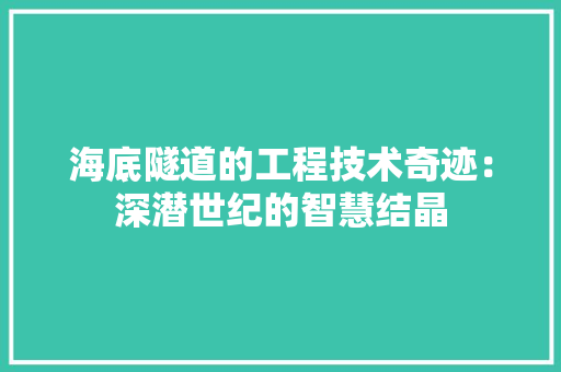 海底隧道的工程技术奇迹：深潜世纪的智慧结晶 室内设计
