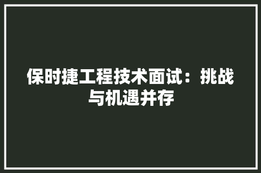 保时捷工程技术面试：挑战与机遇并存 家居装修