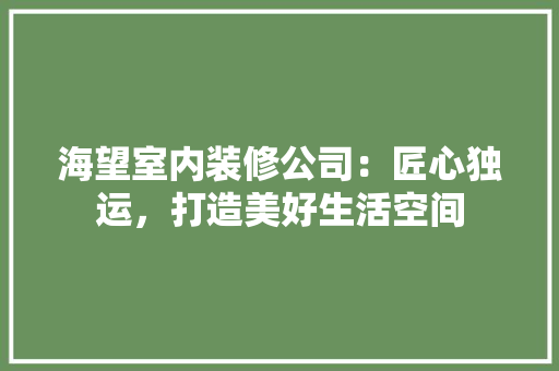 海望室内装修公司：匠心独运，打造美好生活空间 室内设计