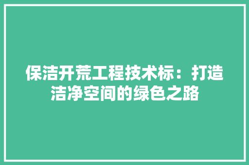 保洁开荒工程技术标：打造洁净空间的绿色之路 家居装修