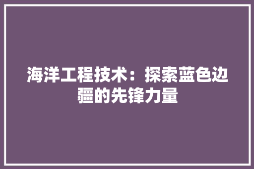海洋工程技术：探索蓝色边疆的先锋力量 室内设计