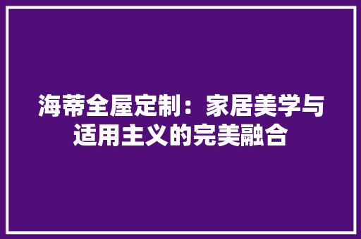 海蒂全屋定制：家居美学与适用主义的完美融合 室内设计