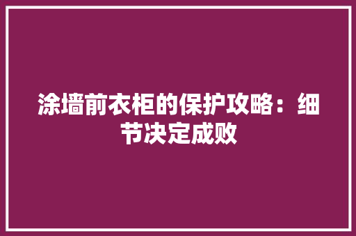 涂墙前衣柜的保护攻略：细节决定成败 室内设计