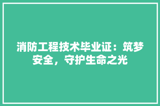 消防工程技术毕业证：筑梦安全，守护生命之光 室内设计