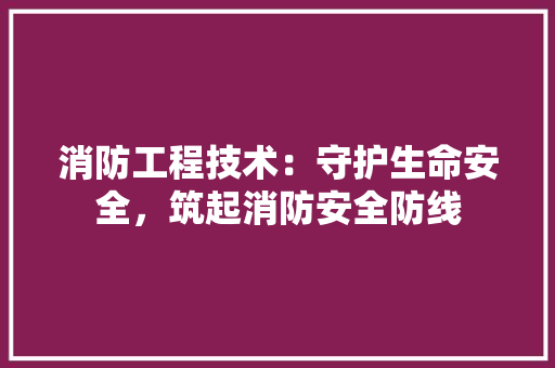 消防工程技术：守护生命安全，筑起消防安全防线 室内设计