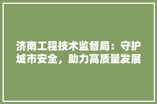 济南工程技术监督局：守护城市安全，助力高质量发展 室内设计