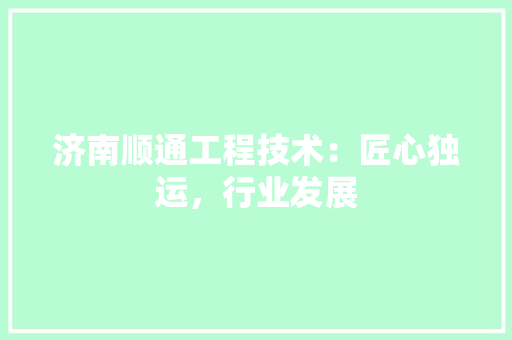 济南顺通工程技术：匠心独运，行业发展 室内设计