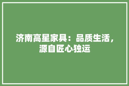 济南高星家具：品质生活，源自匠心独运 室内设计