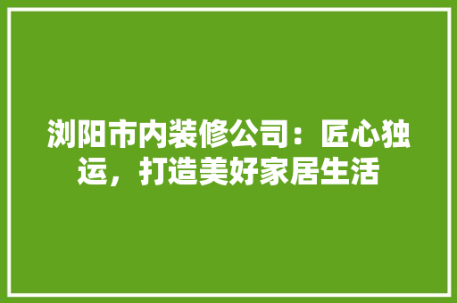 浏阳市内装修公司：匠心独运，打造美好家居生活 室内设计