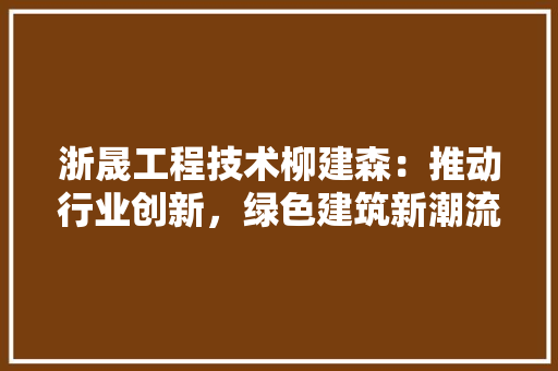 浙晟工程技术柳建森：推动行业创新，绿色建筑新潮流 室内设计