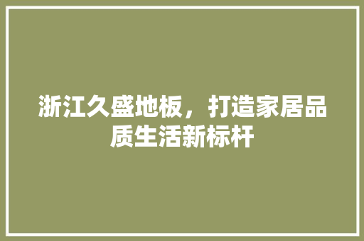浙江久盛地板，打造家居品质生活新标杆 室内设计