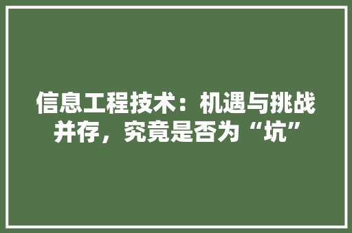 信息工程技术：机遇与挑战并存，究竟是否为“坑” 家居装修