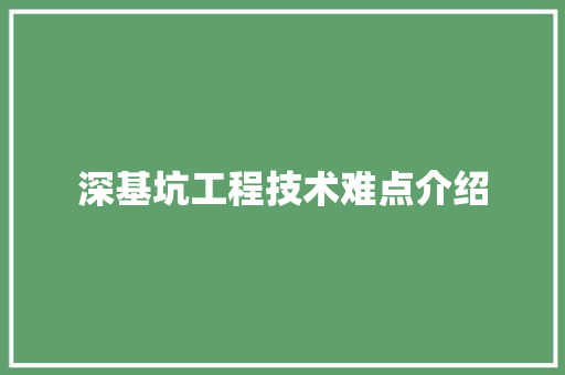 深基坑工程技术难点介绍 室内设计