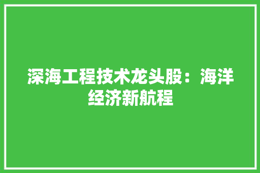 深海工程技术龙头股：海洋经济新航程