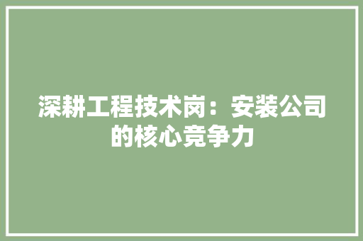 深耕工程技术岗：安装公司的核心竞争力 室内设计