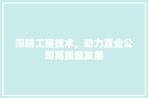 深耕工程技术，助力置业公司高质量发展 室内设计
