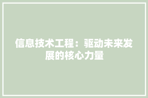 信息技术工程：驱动未来发展的核心力量 家居装修