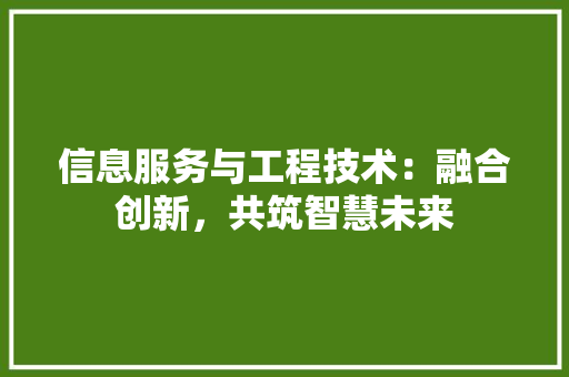 信息服务与工程技术：融合创新，共筑智慧未来 家居装修