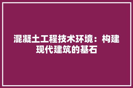 混凝土工程技术环境：构建现代建筑的基石 室内设计