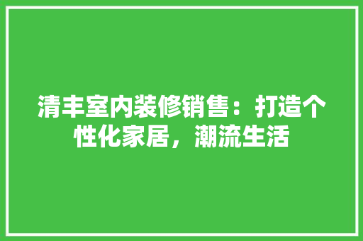 清丰室内装修销售：打造个性化家居，潮流生活