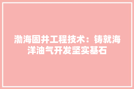 渤海固井工程技术：铸就海洋油气开发坚实基石 室内设计