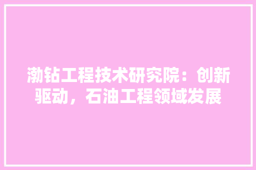渤钻工程技术研究院：创新驱动，石油工程领域发展
