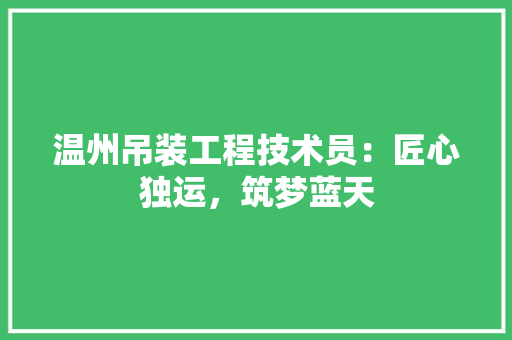 温州吊装工程技术员：匠心独运，筑梦蓝天 室内设计