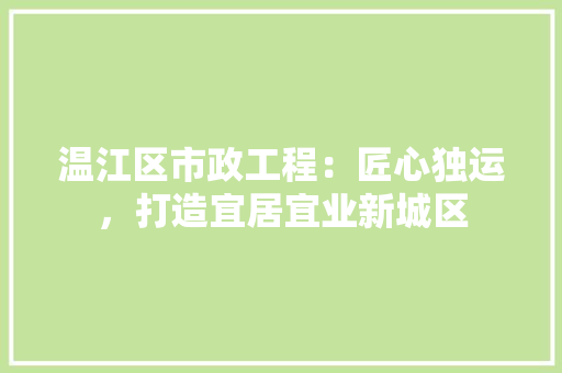 温江区市政工程：匠心独运，打造宜居宜业新城区 室内设计
