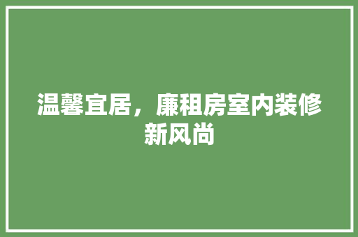 温馨宜居，廉租房室内装修新风尚 室内设计