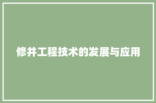 修井工程技术的发展与应用 家居装修