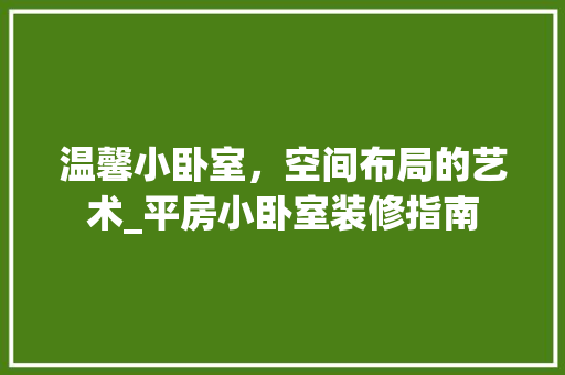 温馨小卧室，空间布局的艺术_平房小卧室装修指南 室内设计