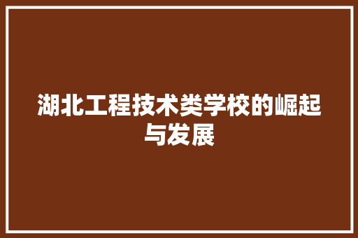 湖北工程技术类学校的崛起与发展 室内设计