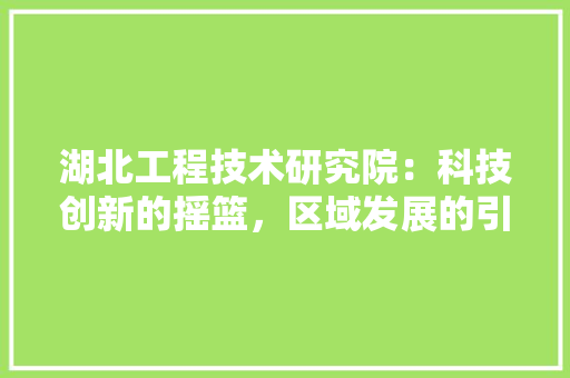 湖北工程技术研究院：科技创新的摇篮，区域发展的引擎 室内设计