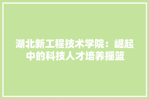 湖北新工程技术学院：崛起中的科技人才培养摇篮 室内设计