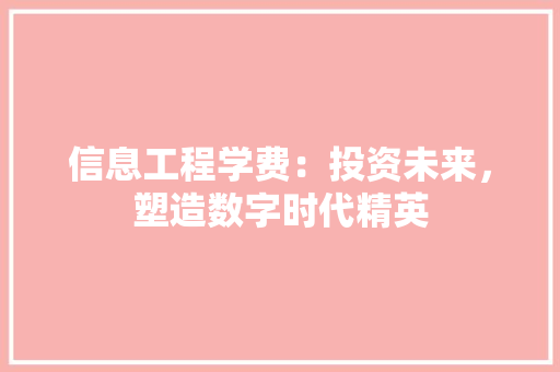 信息工程学费：投资未来，塑造数字时代精英 家居装修