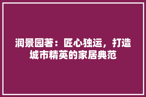 润景园著：匠心独运，打造城市精英的家居典范 室内设计