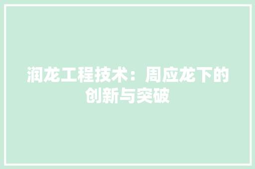 润龙工程技术：周应龙下的创新与突破 室内设计