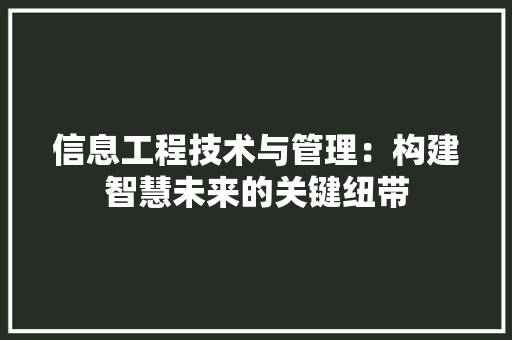 信息工程技术与管理：构建智慧未来的关键纽带 家居装修