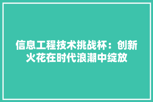 信息工程技术挑战杯：创新火花在时代浪潮中绽放 家居装修