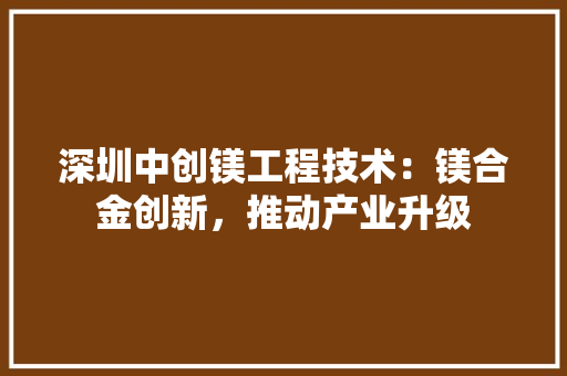 深圳中创镁工程技术：镁合金创新，推动产业升级 室内设计