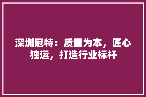 深圳冠特：质量为本，匠心独运，打造行业标杆 室内设计