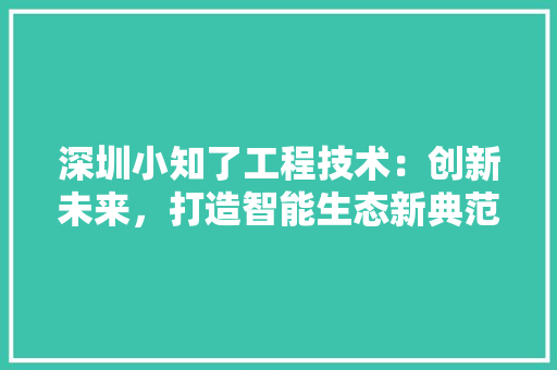 深圳小知了工程技术：创新未来，打造智能生态新典范 室内设计